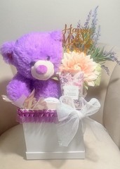 Victoria Secret Jasmine & Elderberry Floral Gift Basket/Purple Bear