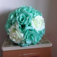 Mint White Rose Flower Ball Wedding Pomander Kissing Ball 6 Inches – USA Seller