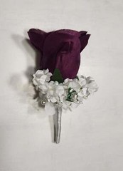 Eggplant Ivory Rose Calla Lily Bridal Wedding Bouquet Accessories