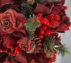 Roses and Ribbons Red Berry Cascade Faux Silk Wedding Bouquet