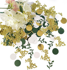200 Pcs Rose Gold Glitter Wedding Table Confetti, Greenery Eucalyptus, Bridal Sh