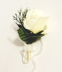 Set of 3 White or Gold Boutonniere For Wedding Prom, Artificial Flowers