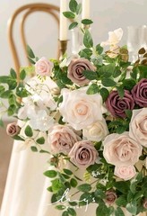 Ling’s moment 2PCS Dusty Rose Artificial Floral Swags Wedding Arch Flowers Pink