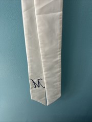 13 Large Wedding Pew Bows Long Tails Church Chair M Initial Embroidered Blue