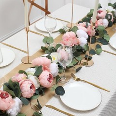 3 Silk – 5 ft Artificial Peach n White Rose Vine Flowers NEW