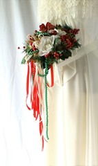 Roses and Berries Silk Winter Wedding Bouquet