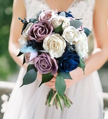 Navy & Dusty Rose Bridal Bouquet Sola Wood Bridesmaid Blue Pink Wedding Flowers