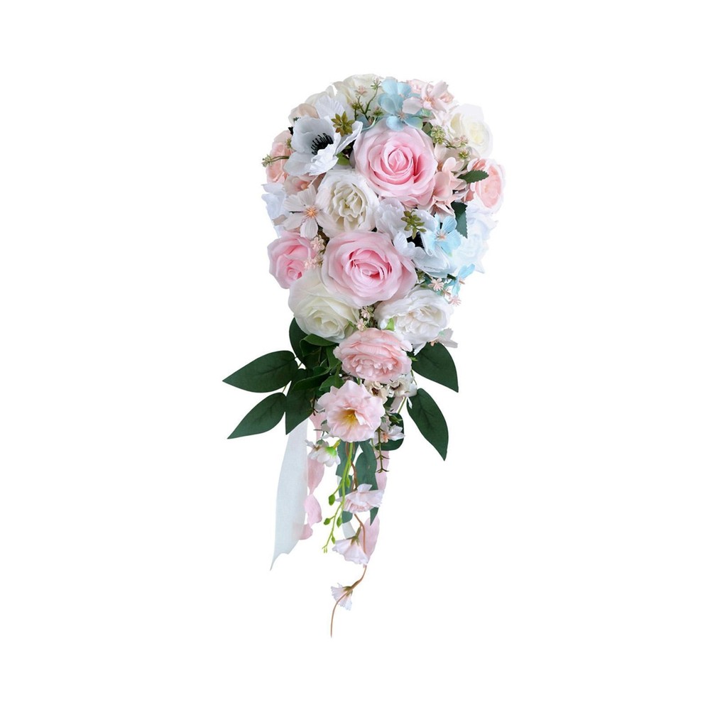 Wedding Bouquet for Bride Silk Flowers Silk Roses Home Decor Waterfall Shape