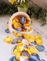 Yellow Rose Petals Dusty Blue Flower Petals Wedding Decor I Do Proposal Box