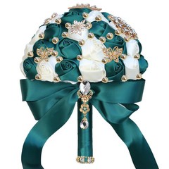 Ivory Sage Rose Bud wedding bouquet bridal artificial Quinceanera bouquet