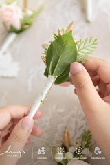 Vintage-Inspired 10pcs Groomsman Boutonniere Set – Blush and Cream Flowers