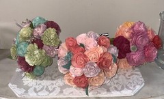 Sola brand faux floral bouquets wood carved roses & more 3 bouquets total