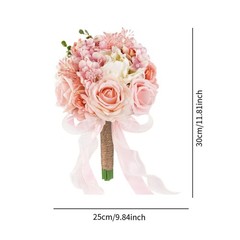 12inch Silk Roses Bridesmaid Wedding Bouquet for Wedding Ceremony Photo Props