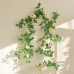 Artificial Daisy Garland Decorative Fake Flower Vine Hanging 5.6Ft White-2pcs