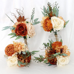 Ivory & Orange Bridesmaid Bouquet Set – 4 Elegant Floral Arrangements