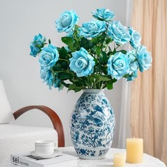 Artificial Flowers 23.2In Artificial Roses 20PCS Fake Roses Spring Blue 20pcs