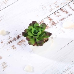 3 Green 3″ Off White Ceramic Pots Assorted Faux Mini Succulent Plants Home Gift