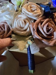 Ling’s Moment 9″ Wedding Dusty Rose/ Navy Bouquet for Bride, Bridesmaid’s Bouque