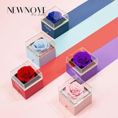 NEWNOVE Preserved Real Purple Rose with 5.39 x 4.13 x 4.33 inches,