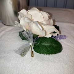 2pc Purple Lilac Champagne And Peach Destination Bouquet And Boutonniere
