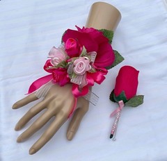 Hot Pink Fuchsia Corsage Boutonniere Prom Dance Wedding Homecoming Flowers