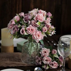 DUSTY ROSE 4 Bushes 12″ Silk Roses Artificial FLOWERS Bouquets Party Home
