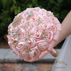 Light Salmon Handmade Bridal Bouquet for Weddings & Quinceaneras – 8.7
