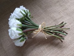 Bouquet 18/8” Artificial Ivory White Roses FLOWERS Faux Roses Wedding Bouquet