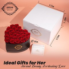 27 Preserved Roses in Heart-Shaped Box, Flowers for 27 Roses, Red