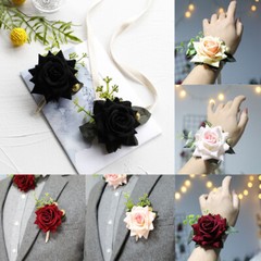 Flower Wrist Corsage Bridesmaids Decor Prom Party Pearl Wedding Bead Bracelet