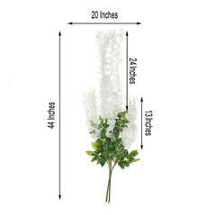 WHITE 44″ tall Silk Wisteria Flowers Hanging Vine Bush Wedding Centerpieces