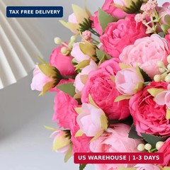 MARTINE MALL 4 Packs Peonies Artificial Flowers, Mixed Pink Artificial Peonies,