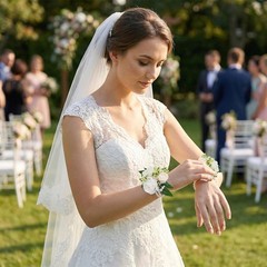 2 Pcs Prom Wrist Corsage Artificial Flowers Faux Pearl Bride Bridesmaid Brace…