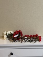 Artificial Roses Bouquet Set – Red & White Flowers – 42 pcs