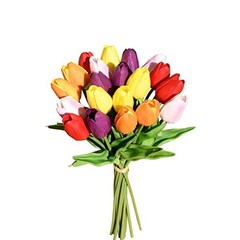 20pcs Multicolor Flowers Artificial Tulip Silk Flowers 13.5″ for Multi Color