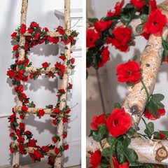 5Pcs 41FT Artificial Red Flower Garland, Fake Hanging Flower Vines Wine Red