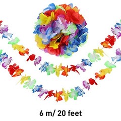 Pack Lei Hawaiian Flowers Garland 20 Feet Each Tropical Multicolor Tropical 4