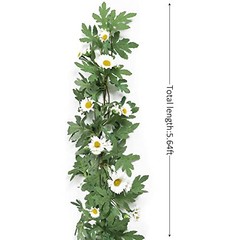 Artificial Daisy Garland Decorative Fake Flower Vine Hanging 5.6Ft White-2pcs
