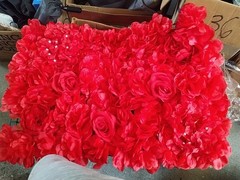 Red Rose Artificial Flower Panels Wedding Party Wall Decor Photo Background
