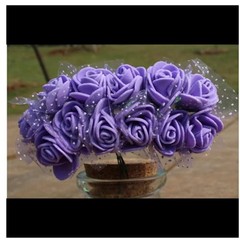 Mini Fake Roses Artificial Flowers 100 PCS 3.5cm Red Foam Rose Head for Purple