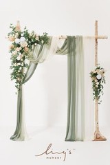 Ling’s Moment Deluxe Spring Green Artificial Wedding Arch Flowers with Drapes…