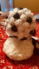 Artificial Fabric Rose Ball Flower Bouquets White & Blue Wedding Decor Set of 2