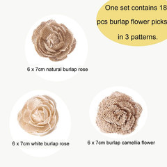 Natural Burlap Flowers Assorted Handmade Burlap Rose for Wedding Decoration and
