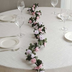 2 BLUSH DUSTY ROSE 8 ft long Silk Mini Rose Wedding Garland Leaves Bendable