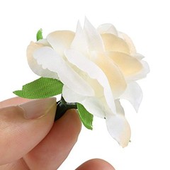 Kesote 50pcs Mini Cream White Roses Artificial Flowers Bulk, 1.6″ Small Silk
