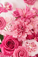 Hot Pink 17″ Artificial Bridal Bouquet – Realistic Silk Flowers for Weddings & D