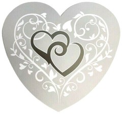 7 – 14′ Gray With Silver & White Hearts Banner Garlands Plus 14 – 9″ Flat Hearts
