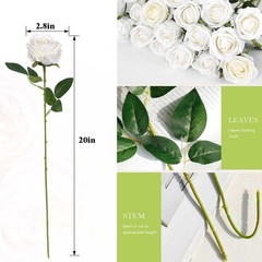 60 Pcs Artificial Roses Bulk Velvet Silk White Roses White Roses for Wedding …