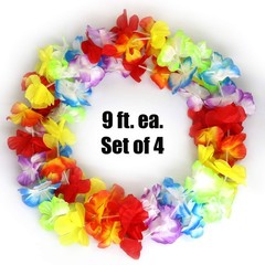 GIFTEXPRESS 36 feet Jumbo Plastic Flower Lei Garland/ Hawaiian Multi Color