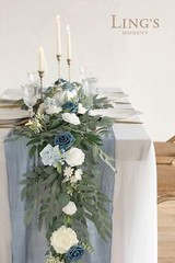 Ling’s Moment Artificial Eucalyptus Garland with Flowers 6FT, Wedding Table G…